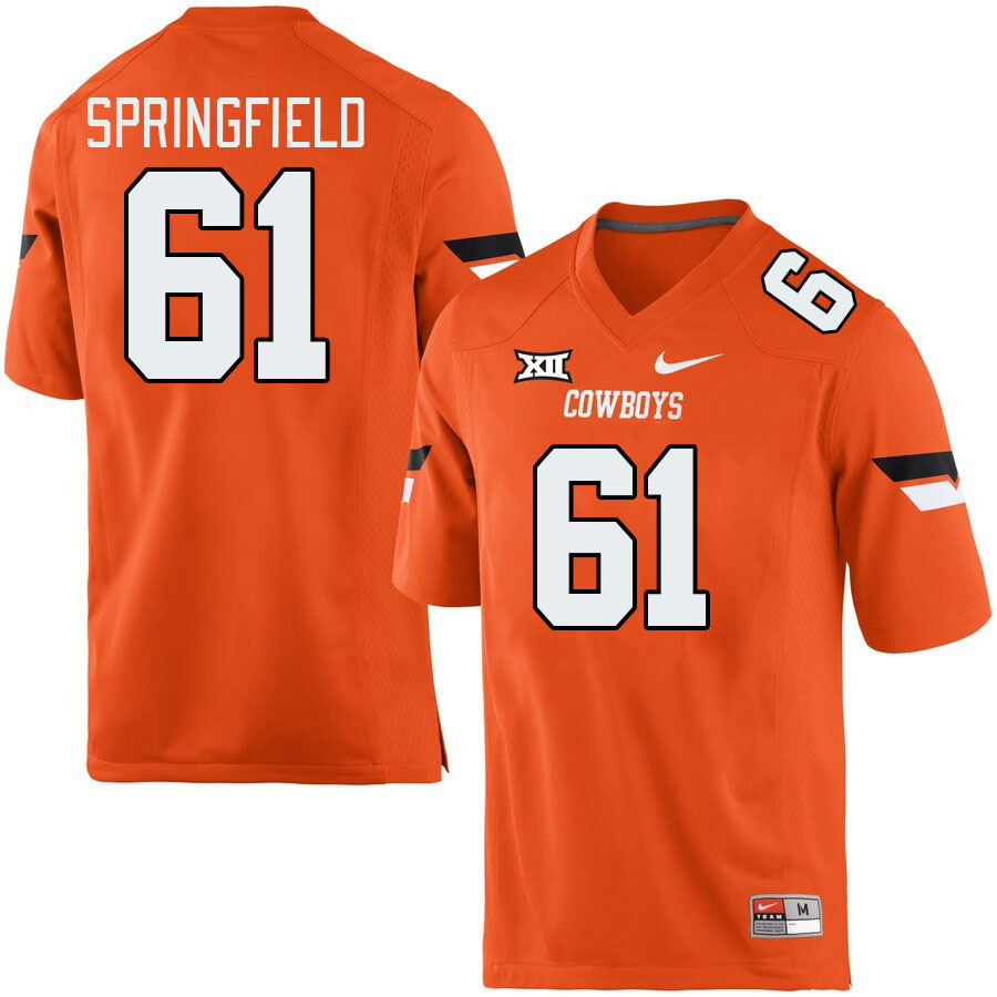 Oklahoma State Cowboys #61 Jake Springfield College Football Jerseys Stitched Sale-Retro Orange